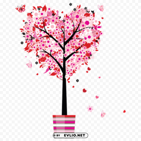 mothers day tree love heart flowers Free download PNG with alpha channel