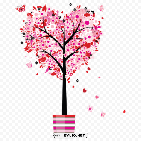 Mothers Day Tree Love Heart Flowers Free Download PNG With Alpha Channel