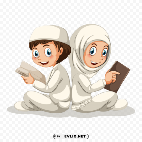Muslim children Transparent Background Isolated PNG Character