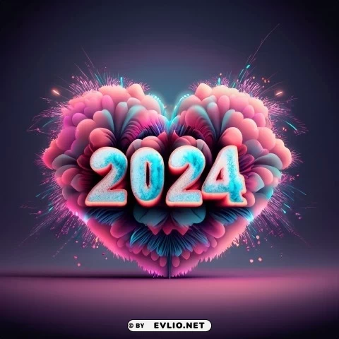Fireworks Illuminating the Heart New Year 2024 Card Background - Image ID eacc53ae