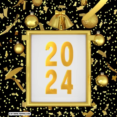 New Year Card 2024 With Gold Card PNG for mobile apps - Image ID fbc06b62