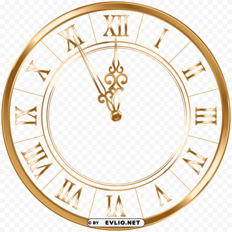 New Year Gold Clock PNG Images Transparent Pack