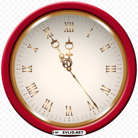 New Year Red Clock PNG Images For Personal Projects