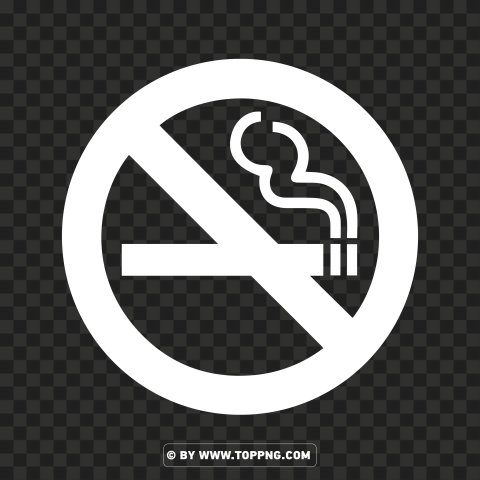 No Smoking Icon white with Transparent Isolated Object on Clear Background PNG