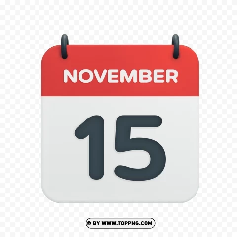 November 15th Date Vector Calendar Icon in Transparent HD PNG pictures with alpha transparency