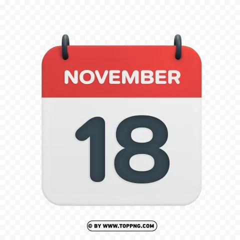 November 18th Date Vector Calendar Icon in Transparent HD PNG pictures with no backdrop needed