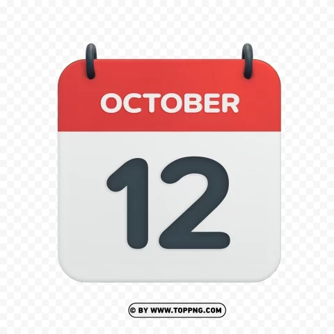 October 12th Date Vector Calendar Icon in HD Transparent Cutout PNG Isolated Element - Image ID c0b6a7d9