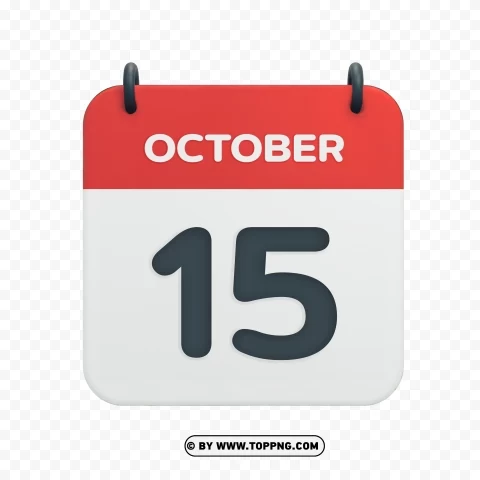 October 15th Date Vector Calendar Icon In HD Transparent Graphics PNG