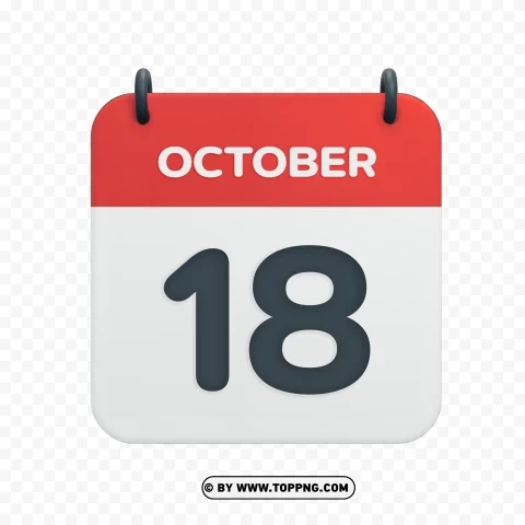 October 18th Date Vector Calendar Icon in HD Transparent picture PNG