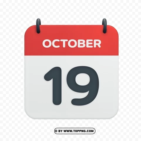 October 19th Vector Calendar Icon in HD for Date Transparent PNG art - Image ID 82c2d859