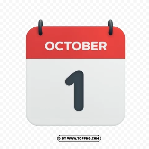 October 1st HD Image of Vector Calendar Icon Transparent Background PNG Isolated Graphic - Image ID cfd610f4