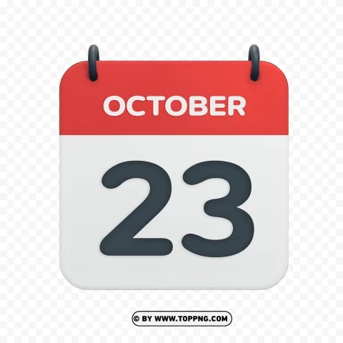October 23rd HD Vector Calendar Date Icon Transparent PNG Graphic with Isolated Object
