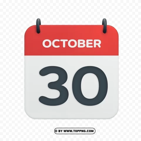October 30th Date Vector Calendar Icon in HD Transparent background PNG photos