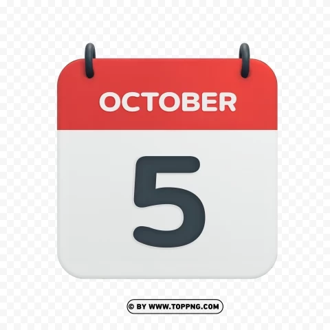 October 5th HD Vector Calendar Date Icon Transparent PNG graphics bulk assortment