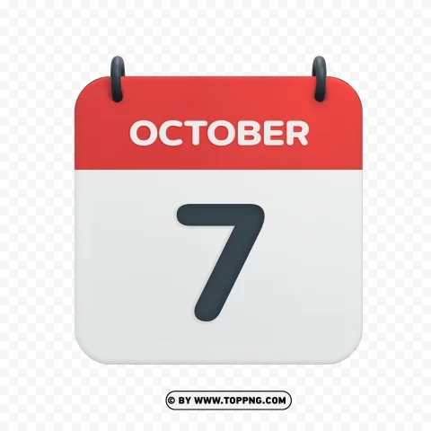 October 7th Vector Calendar Icon in HD for Date Transparent PNG graphics complete collection