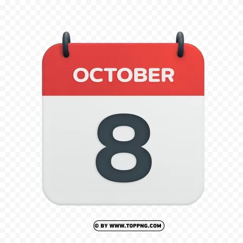 October 8th HD Vector Calendar Date Icon Transparent PNG Graphics Library