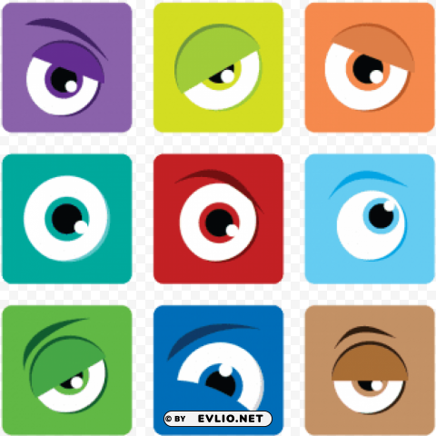 ojos adorables animados Isolated Illustration in Transparent PNG