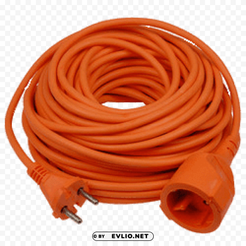 orange eu extension cord PNG Image Isolated with Transparent Clarity