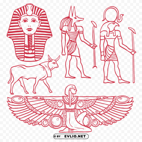 illustration of various ancient Egyptian symbols PNG images free