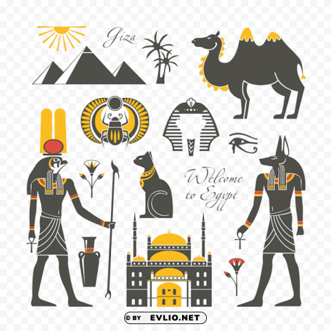 Egyptian Icons and Symbols clipart PNG images with alpha mask