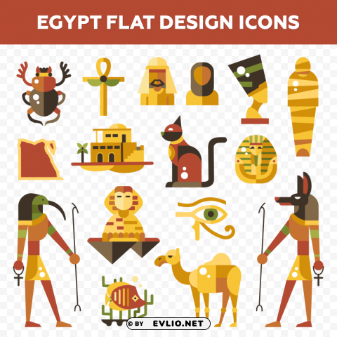pharaoh Egypt flat design icons PNG images with clear backgrounds