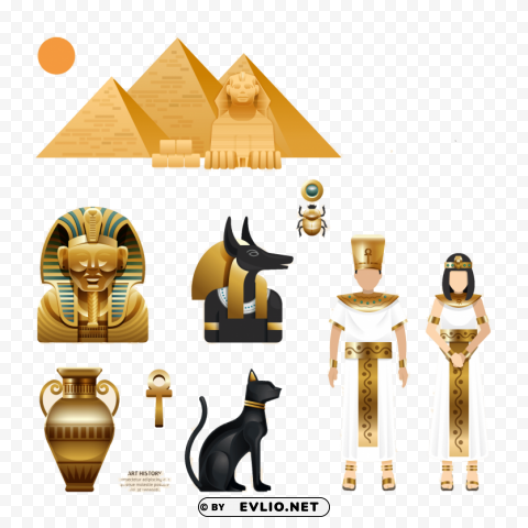 Egyptian-themed illustrations PNG Isolated Object with Clear Transparency