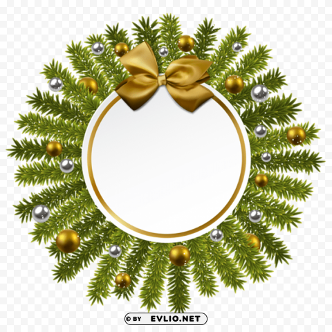 pine and gold bow christmas decoration PNG images with transparent layering