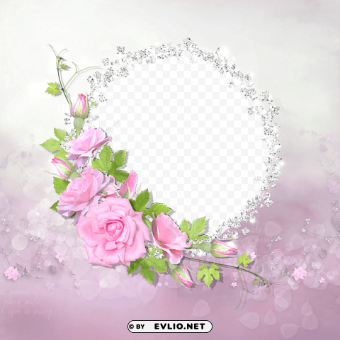 pink roses with diamonds frame Transparent PNG images for design