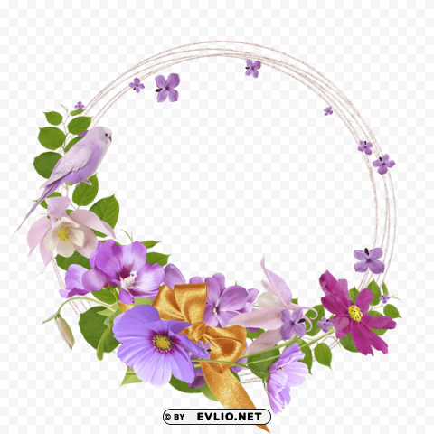 pink round flowers frame Transparent PNG Isolated Object