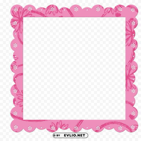 Pink Frame With Flowers Elements PNG Transparent Artwork