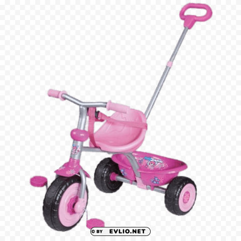 pink tricycle with handle HighQuality PNG Isolated on Transparent Background