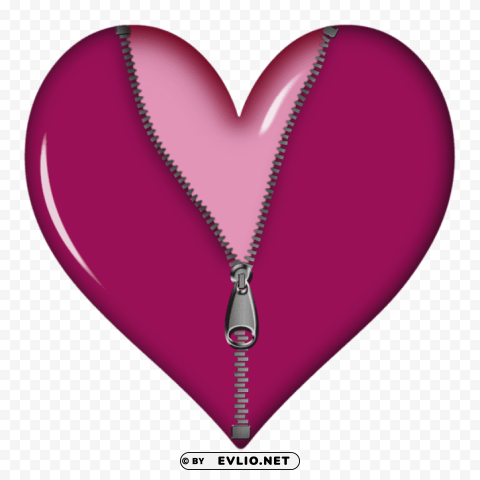 pink zipped heart Isolated Item with Transparent PNG Background