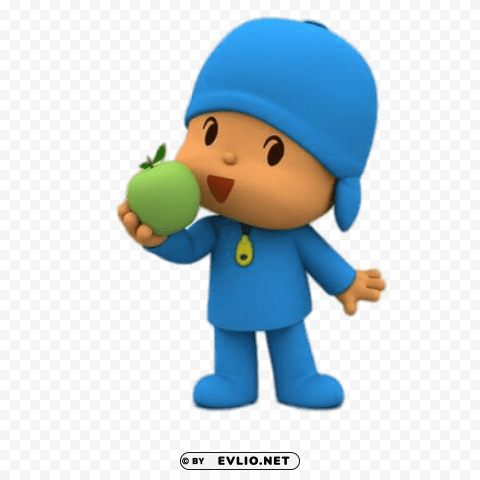 pocoyo eating an apple HighResolution PNG Isolated Illustration clipart png photo - 6ea725ac