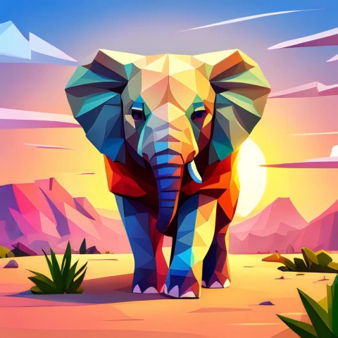 Pure Joy in Low Poly Captivating Baby Elephant Image Transparent PNG images free download