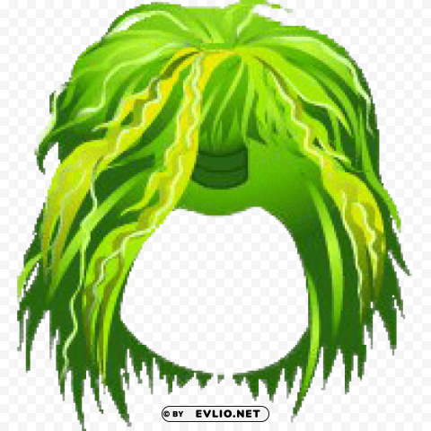 rainforest wavy hair green Isolated Graphic on Clear Transparent PNG