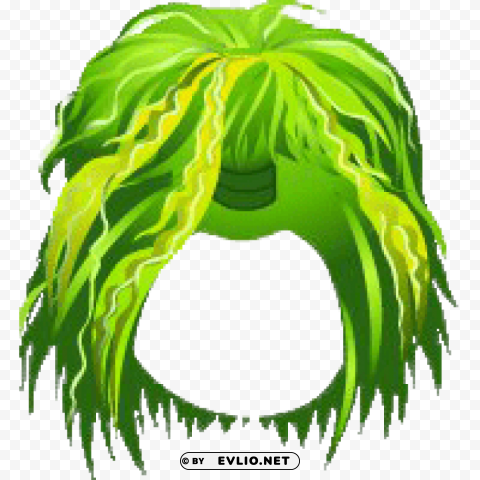 Rainforest Wavy Hair Green Isolated Graphic On Clear Transparent PNG