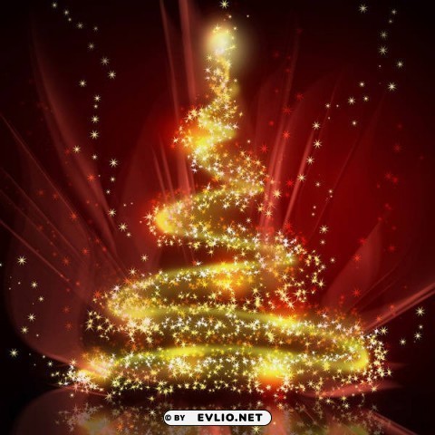 red christmaswith gold tree Isolated Icon with Clear Background PNG