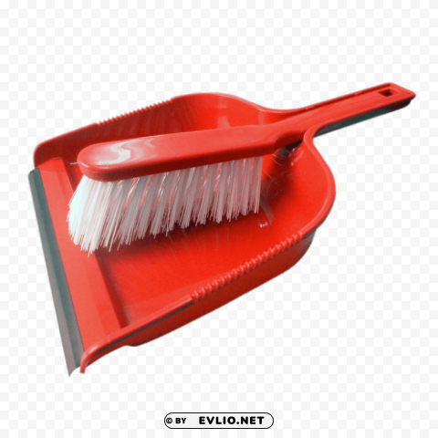 Transparent Background PNG of red dustpan and brush set PNG Image with Isolated Element - Image ID 8999be4c