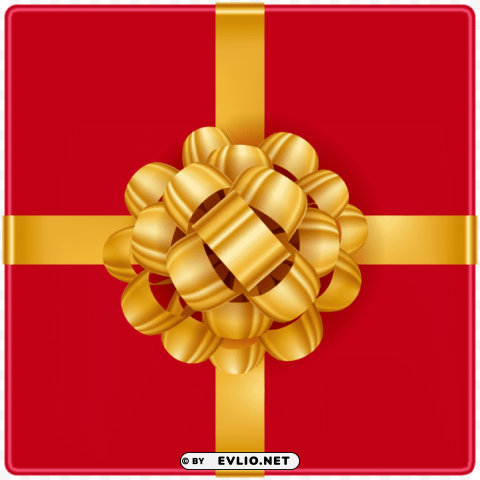 red gift box with gold bow PNG no background free