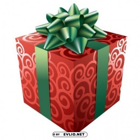 red gift with green ribbon PNG objects