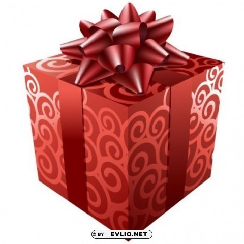 red gift with red ribbon PNG photo with transparency