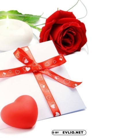 Red Rose And Heart PNG File With Alpha