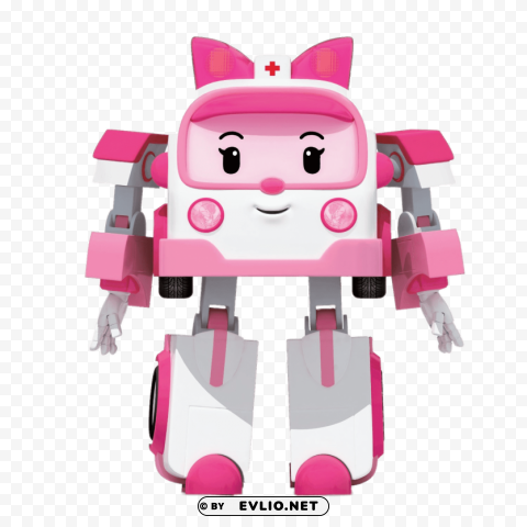 robocar poli character amber PNG Isolated Object on Clear Background
