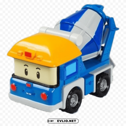 robocar poli character mickey the mixing truck PNG with Clear Isolation on Transparent Background
