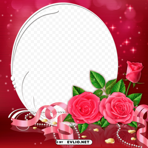 romanitc frame with roses PNG Graphic with Transparent Isolation