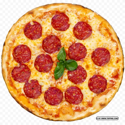 Round Italian Pizza with Pepperoni Isolated Subject on HighQuality Transparent PNG