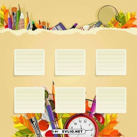 school schedule wallpaper Clean Background Isolated PNG Art