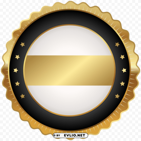 Seal Badge Black Gold PNG Image Isolated On Clear Backdrop