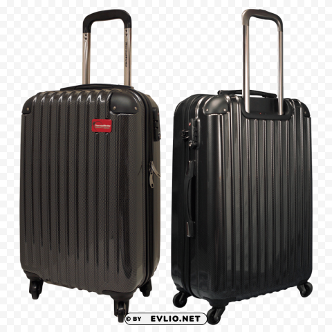 shiny black luggage Isolated PNG on Transparent Background