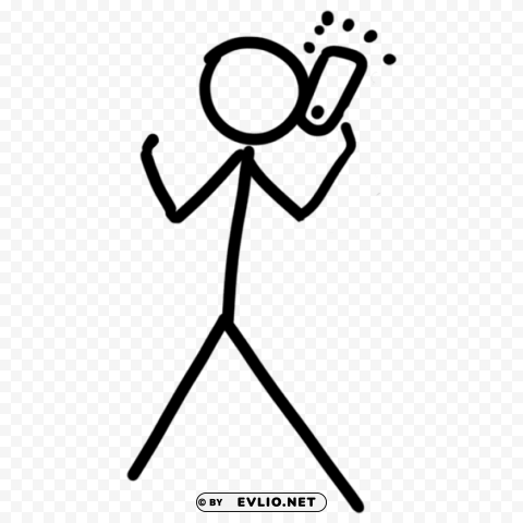 stick man holding smartphone PNG cutout